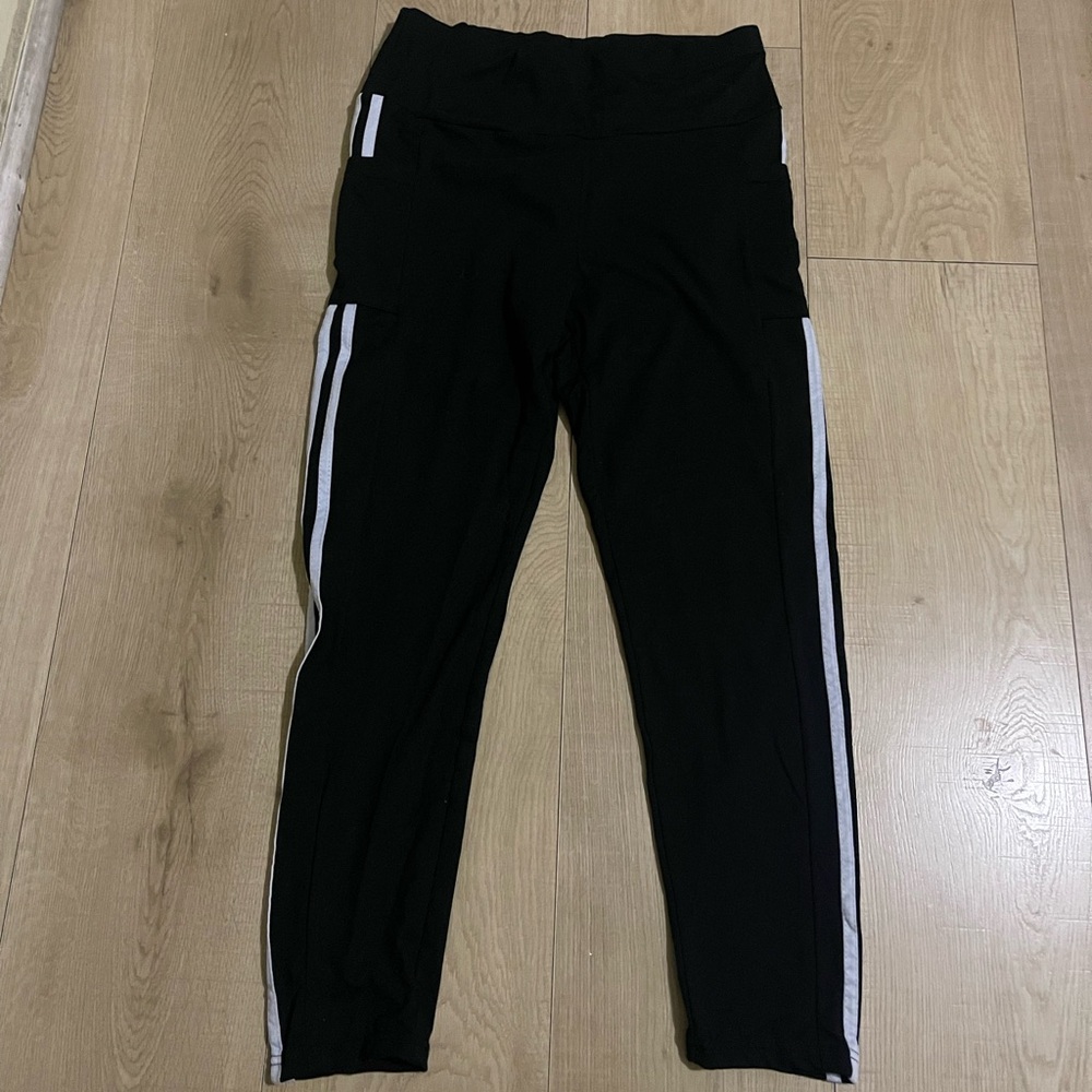 Black Leggings with White Stripes